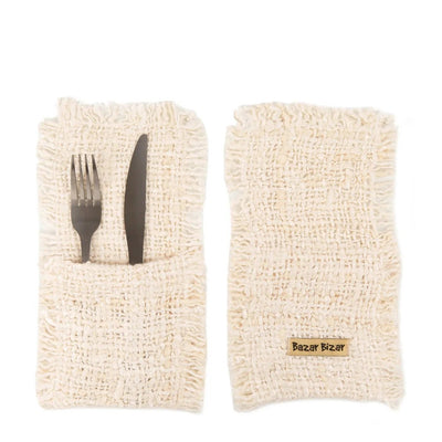 Het Oh My Gee Bestekzakje - CrÃ¨me - Set van 4 by Bazar Bizar Antwerp