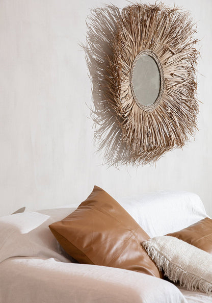 De Four Panel Leather Kussenhoes - Camel - 40x40