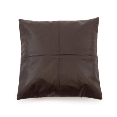 De Four Panel Leather Kussenhoes - Chocolade - 40x40 by Bazar Bizar Antwerp