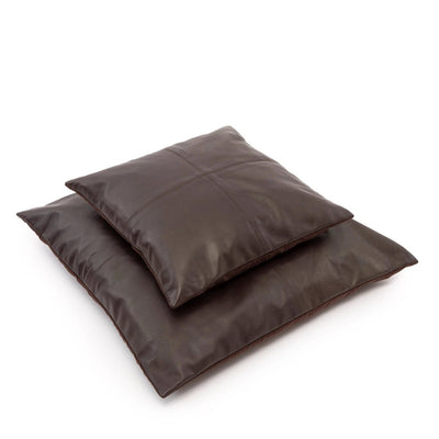De Four Panel Leather Kussenhoes - Chocolade - 40x40 by Bazar Bizar Antwerp