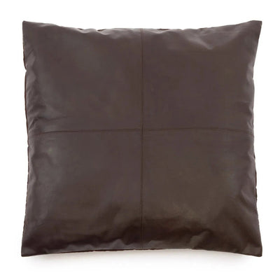De Four Panel Leather Kussenhoes - Chocolade - 60x60 by Bazar Bizar Antwerp