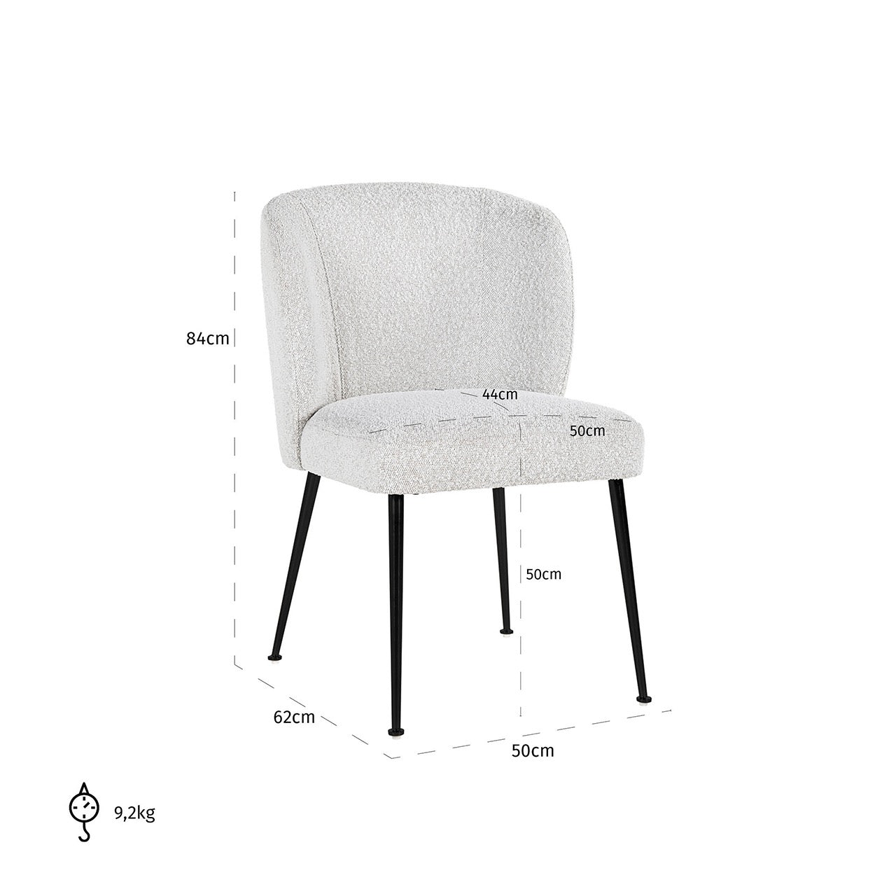 Eetkamerstoel Fallon White Bouclé