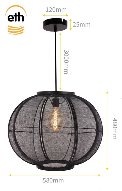 Hanglamp Fabric Black Ø58cm
