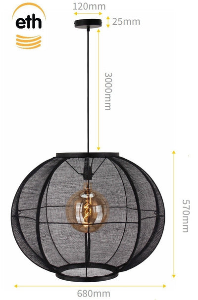 Hanglamp Fabric Black Ø78 by ETH