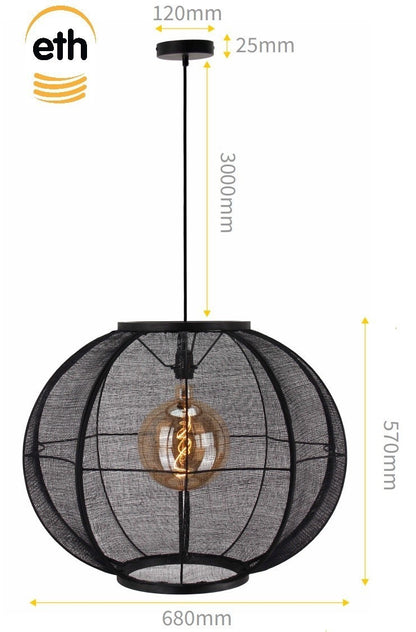 Hanglamp Fabric Black Ø78