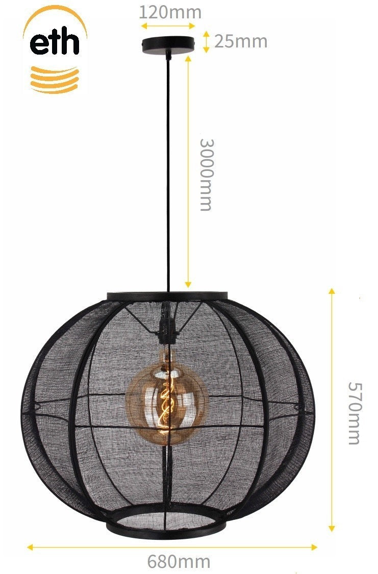 Hanglamp Fabric Black Ø68