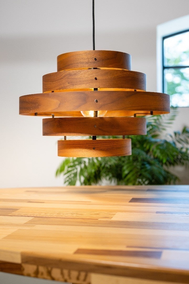 Hanglamp Walnut 5 rings