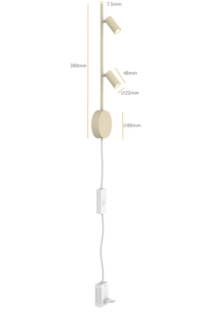 Wandlamp Minora 2x led sand