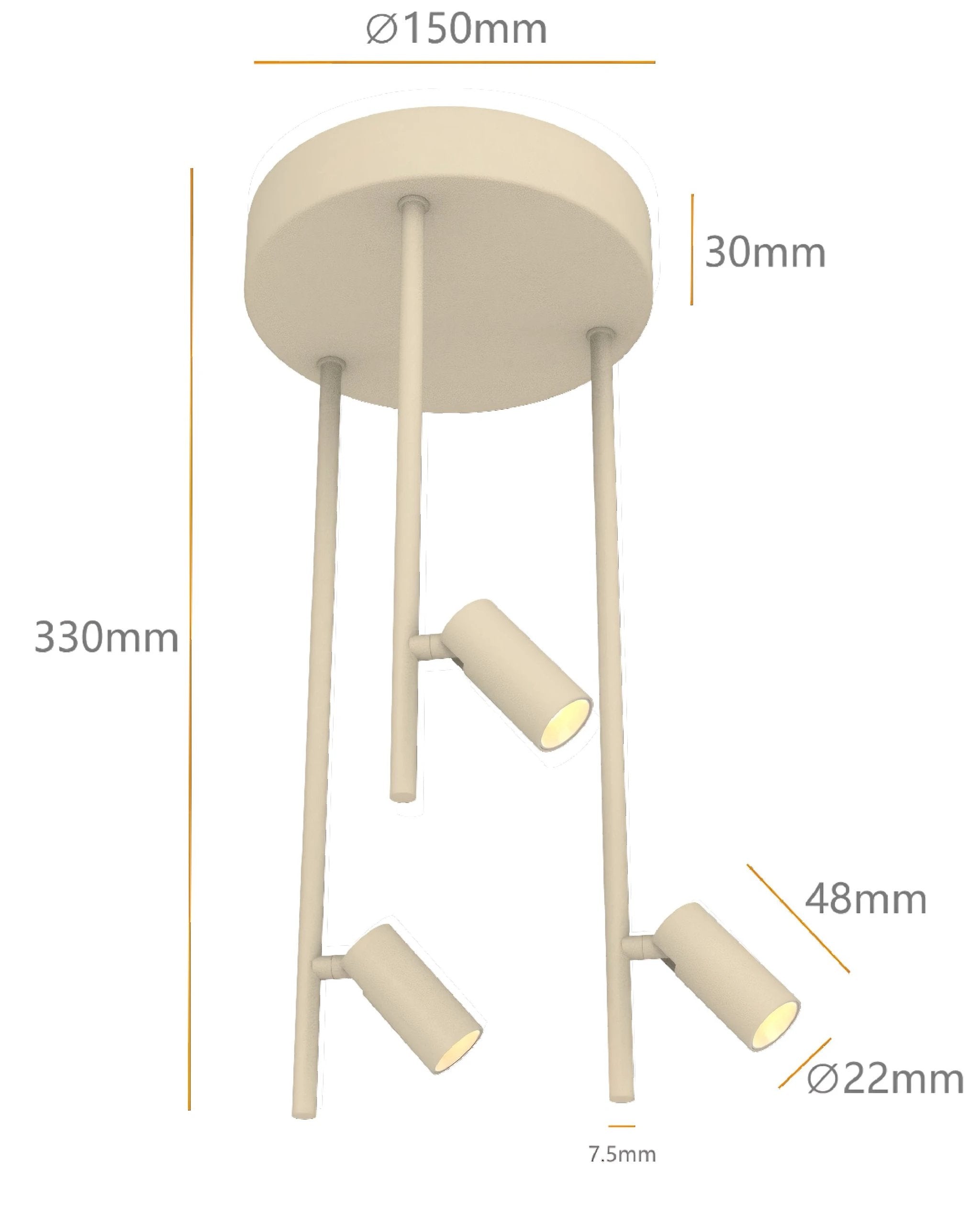 Plafondlamp Minora 3x led sand by ETH