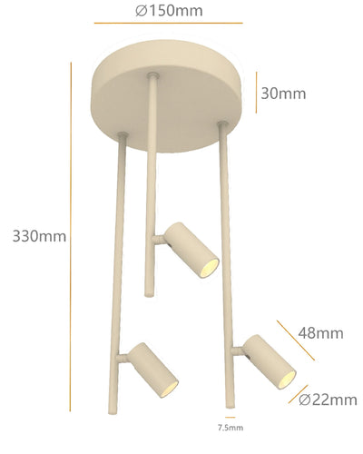 Plafondlamp Minora 3x led sand by ETH
