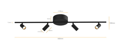 Plafondlamp Minora 4x led black