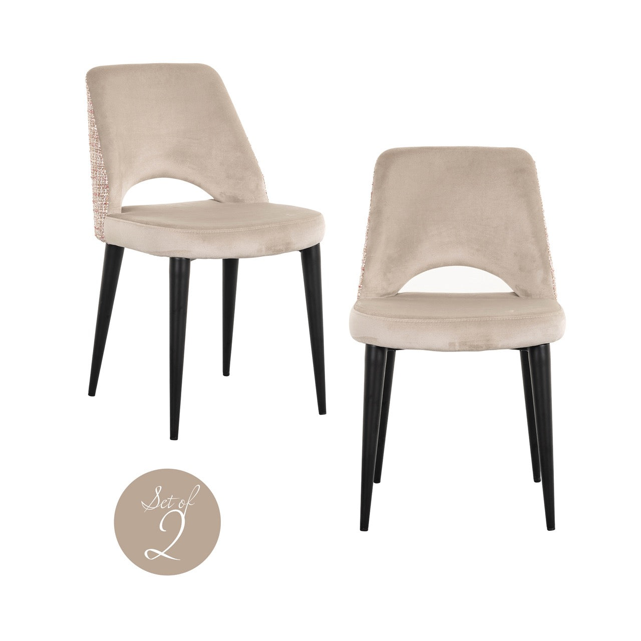 Eetkamerstoel Tabitha Khaki/Rose (set van 2)