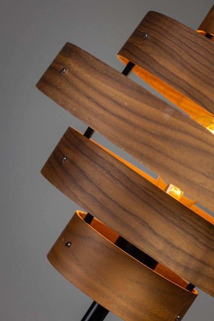 Vloerlamp Walnut 5 rings