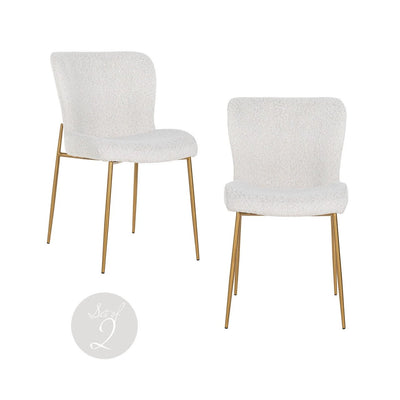 Eetkamerstoel Odessa White Bouclé Brushed Gold by Richmond Interiors