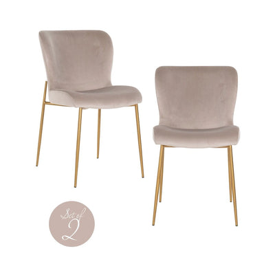 Eetkamerstoel Odessa Khaki Velvet Brushed Gold (Brandvertragend) (set van 2) by Richmond Interiors