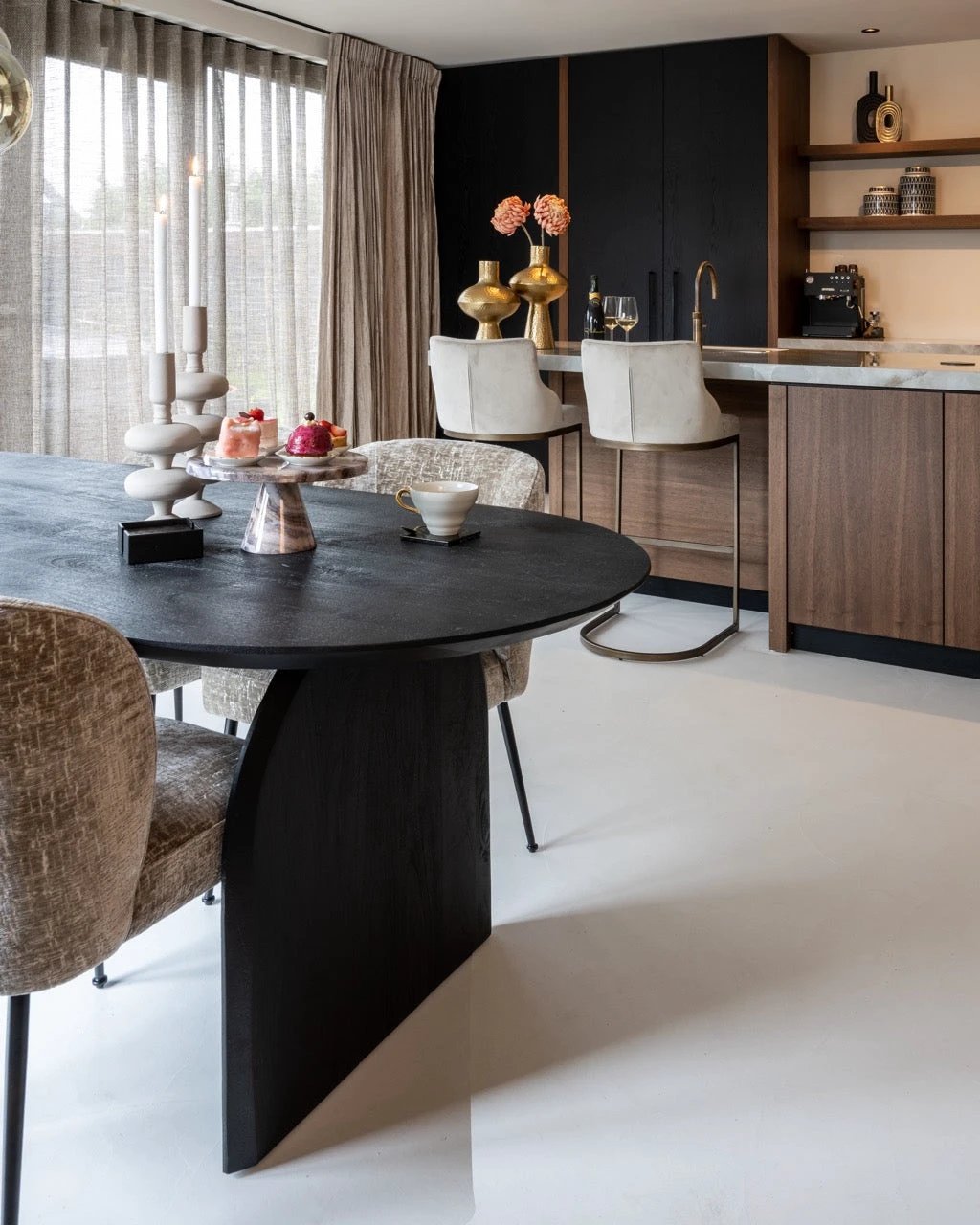 Barstoel Bolton khaki fluweel (Set van 2) by Richmond Interiors