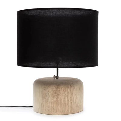 De Teak Wood Tafellamp - Naturel Zwart by Bazar Bizar Antwerp
