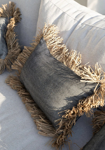 De Cotton Bonita Kussenhoes - Zwart Naturel - 30x50 by Bazar Bizar Antwerp