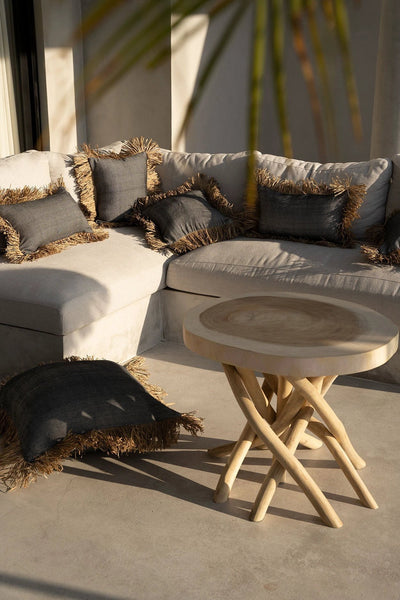 De Cotton Bonita Kussenhoes - Zwart Naturel - 30x50 by Bazar Bizar Antwerp