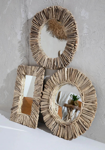 De Driftwood Framed Spiegel - Naturel - M by Bazar Bizar Antwerp