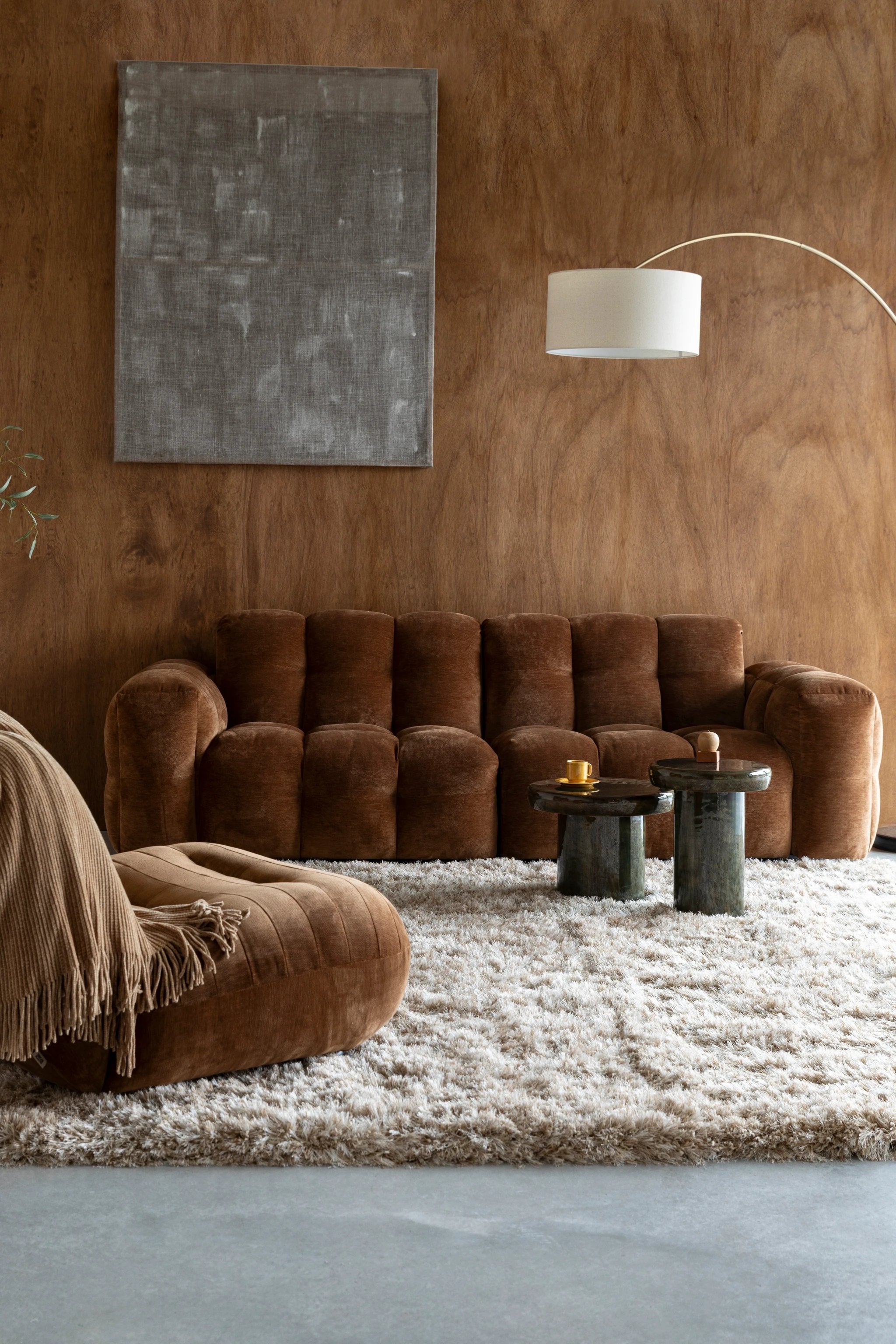 Bankstel Hackman 3-Seater Velours Beige by Dutchbone