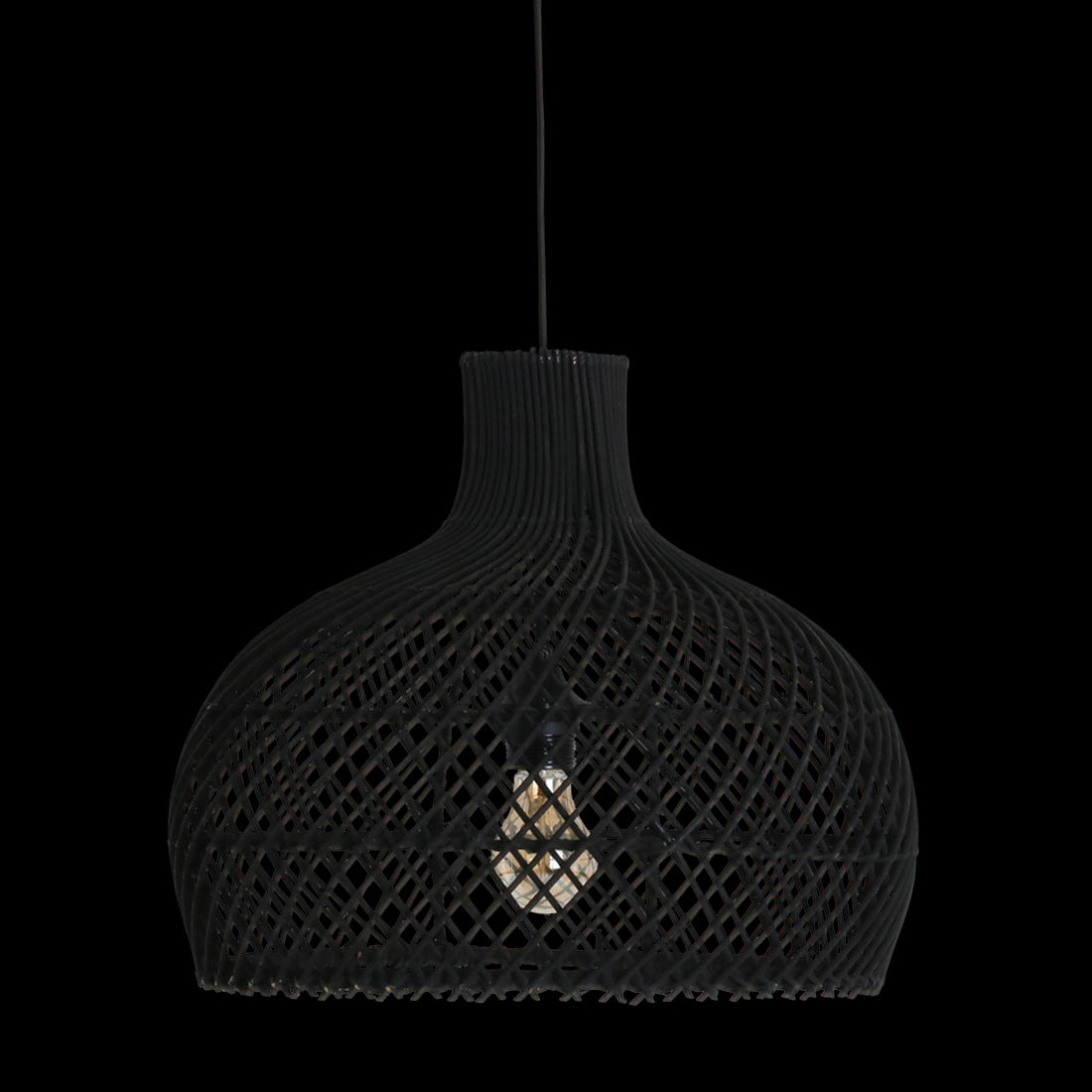 Hanglamp Maze rotan zwart
