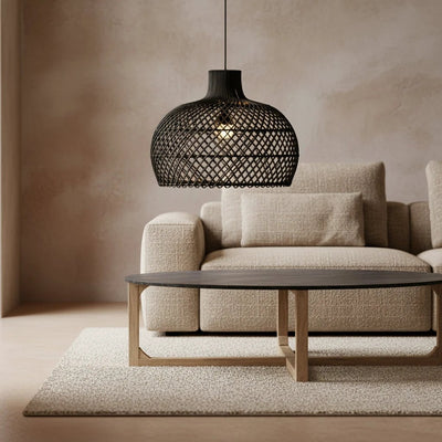 Hanglamp Maze rotan zwart by Raw Materials Amsterdam