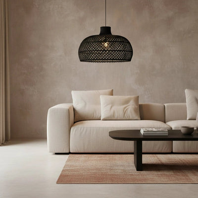 Hanglamp Maze rotan zwart by Raw Materials Amsterdam