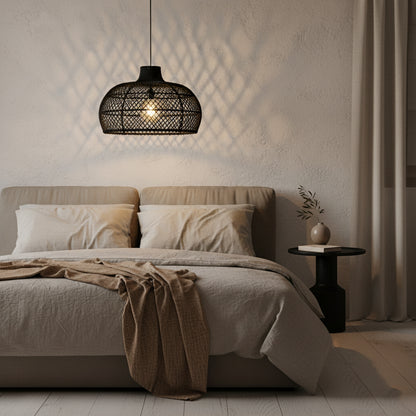 Hanglamp Maze rotan zwart