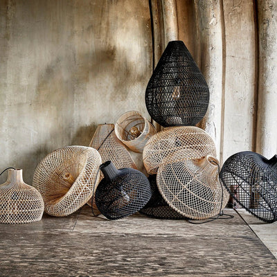 Hanglamp Maze druppel rotan naturel by Raw Materials Amsterdam