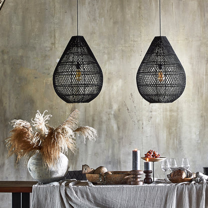 Hanglamp Maze druppel rotan zwart