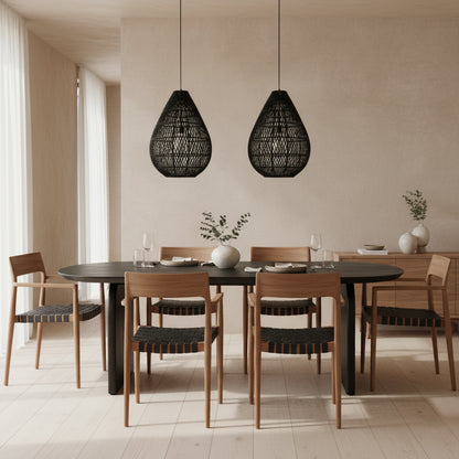 Hanglamp Maze druppel rotan zwart