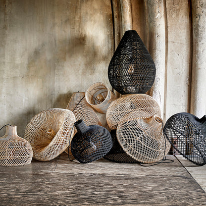 Hanglamp Maze druppel rotan zwart