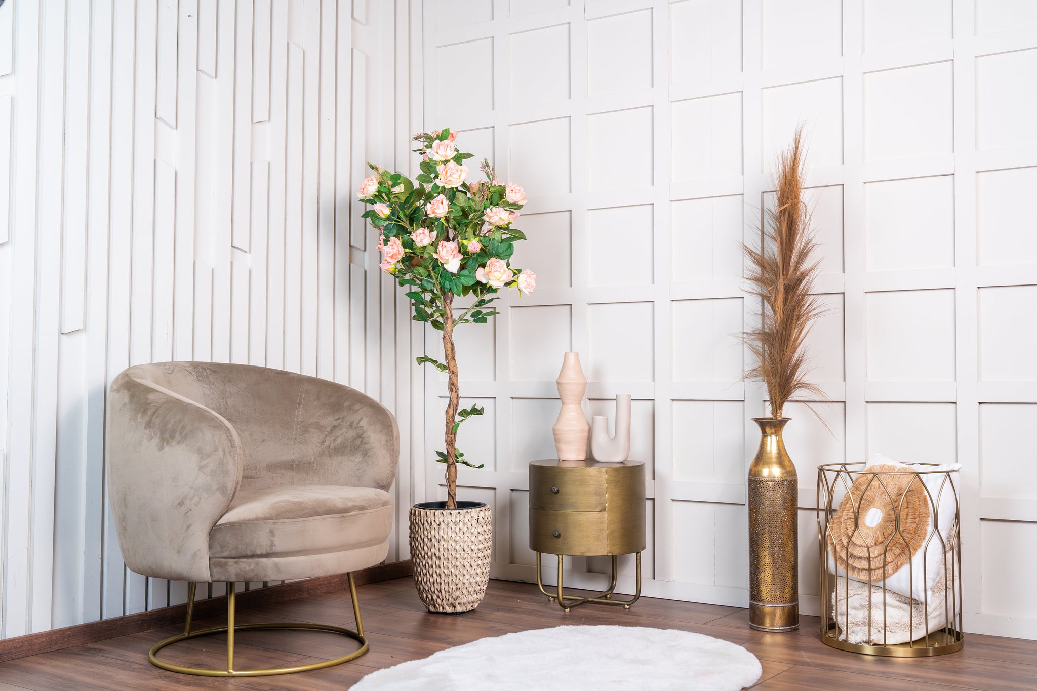 Kunstplant boom met rozen 140cm