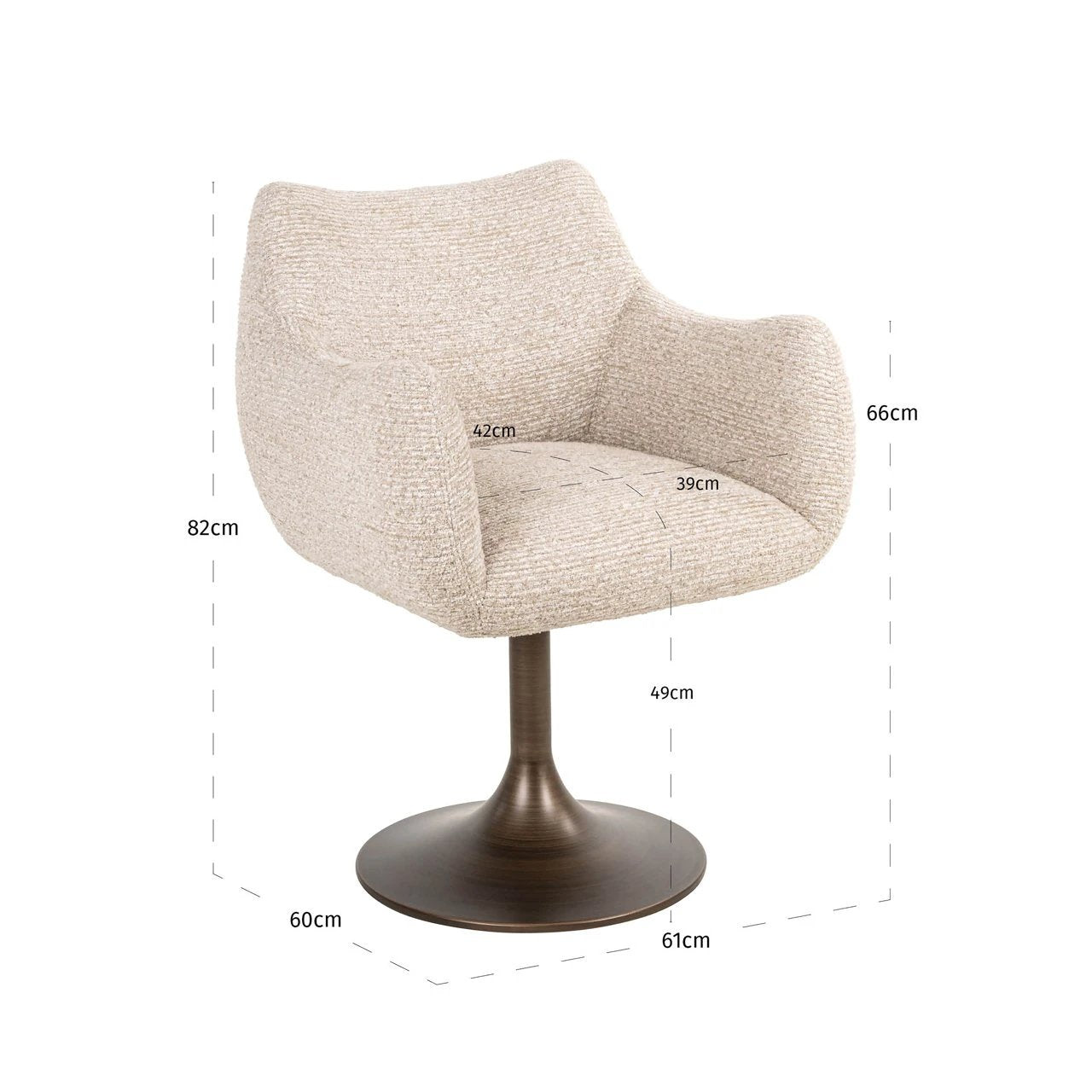 Eetkamerstoel Aldo bruine tweed draaibaar by Richmond Interiors