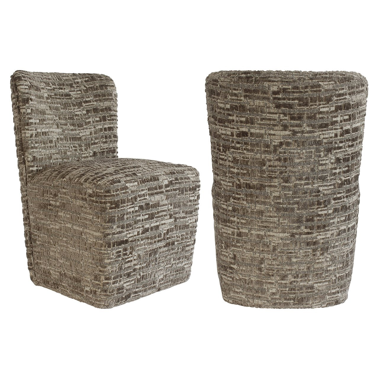 Stoel Lorain met wieltjes greige dalia