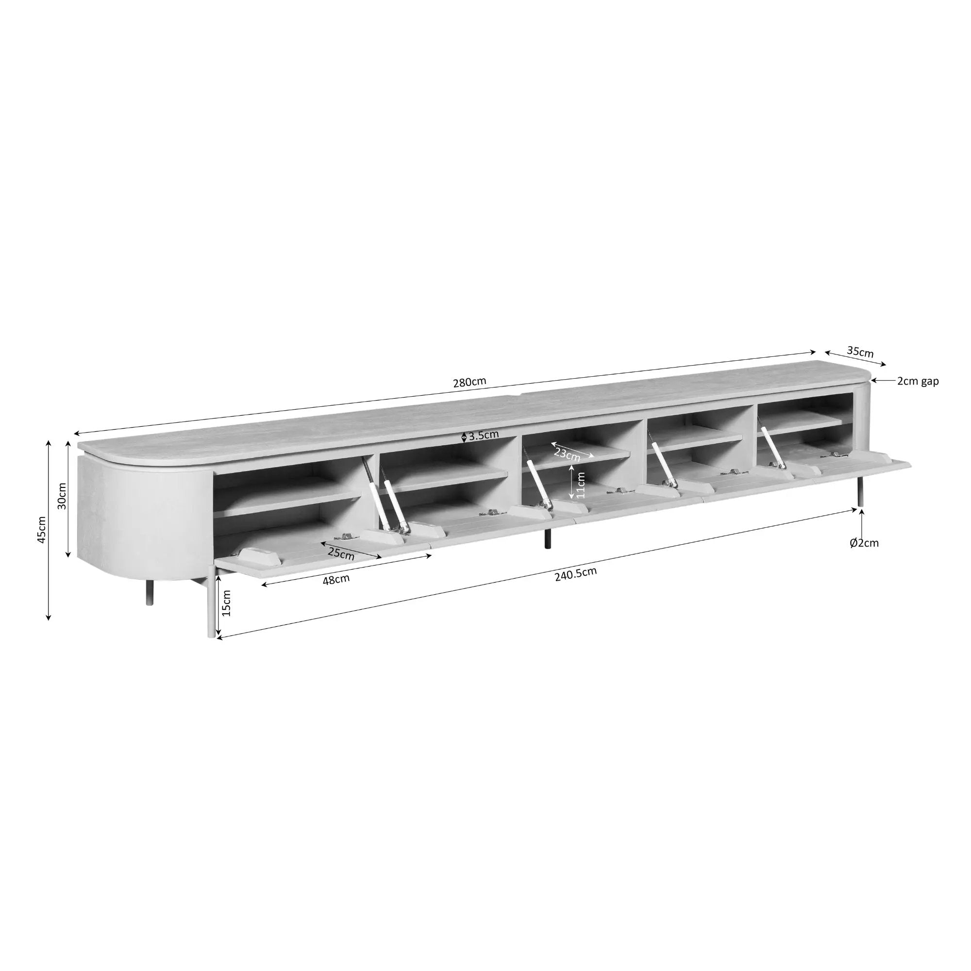 Tv-meubel Excellent taupe | 280 cm by depauwwonen