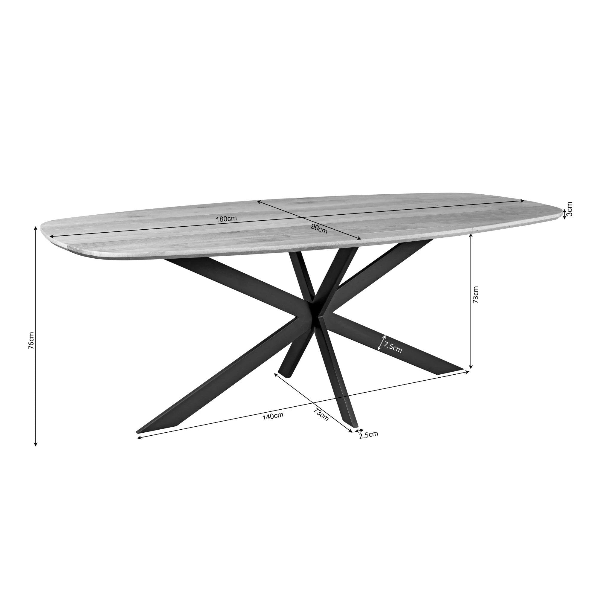 Oak dining table Ferris | Danish Oval 180 cm | Black by depauwwonen