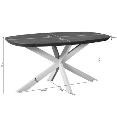 Eettafel Madison Bruin | 160 cm | Deens Ovaal | Poot Zwart by Starfurn