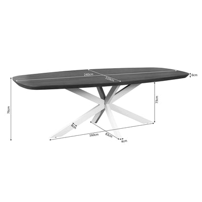 Eettafel Madison Bruin | 240 cm | Deens Ovaal | Poot Zwart by Starfurn