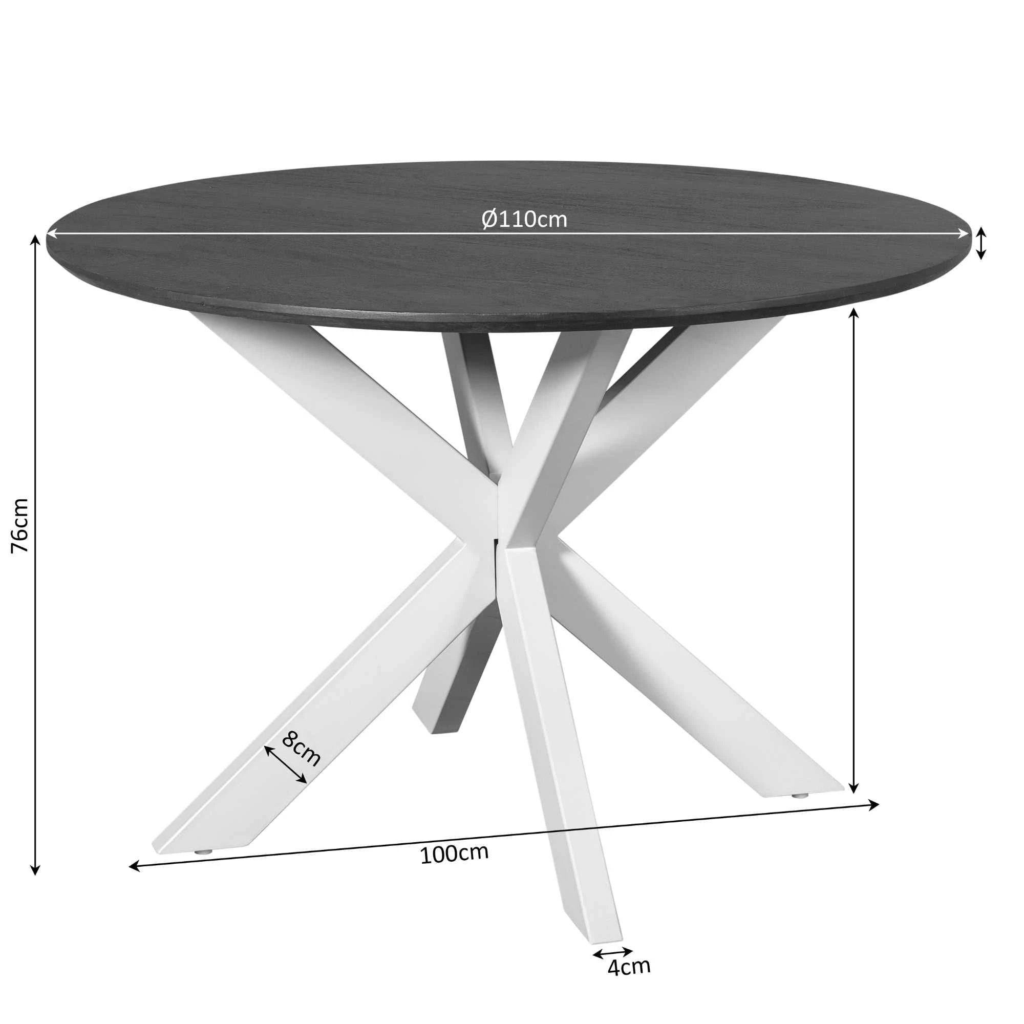 Eettafel Madison Bruin | 110 cm | Poot Zwart by Starfurn