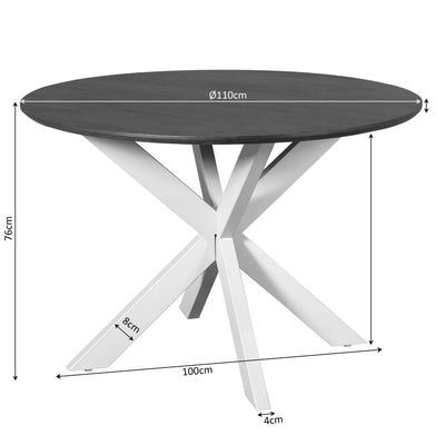 Eettafel Madison Bruin | 110 cm | Poot Zwart by Starfurn