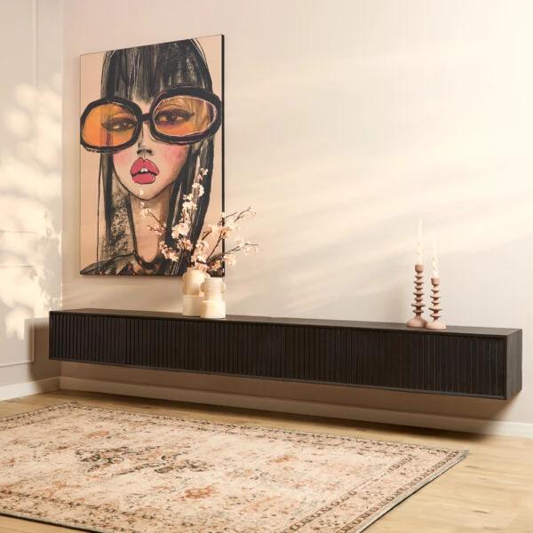 Zwevend tv-meubel Madison Zwart | 280 cm by Starfurn