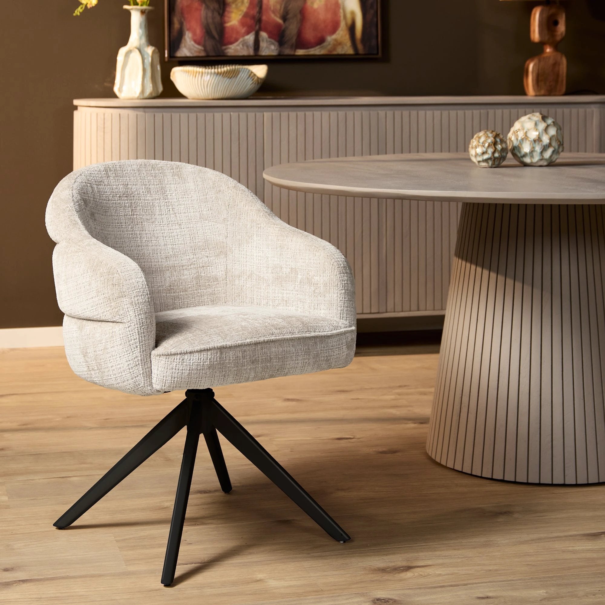 Eetkamerstoel Bella | Off White| Poot zwart by Starfurn