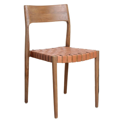 Eetkamerstoel Freya teak met leer - naturel (set van 2) by Raw Materials Amsterdam