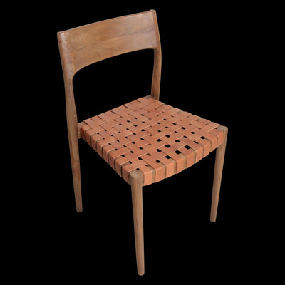 Eetkamerstoel Freya teak met leer - naturel (set van 2) by Raw Materials Amsterdam