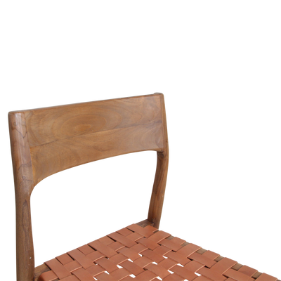 Eetkamerstoel Freya teak met leer - naturel (set van 2) by Raw Materials Amsterdam