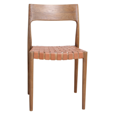 Eetkamerstoel Freya teak met leer - naturel (set van 2) by Raw Materials Amsterdam