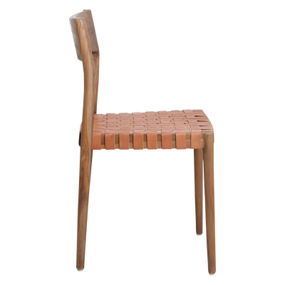 Eetkamerstoel Freya teak met leer - naturel (set van 2) by Raw Materials Amsterdam