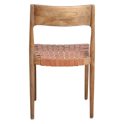 Eetkamerstoel Freya teak met leer - naturel (set van 2) by Raw Materials Amsterdam